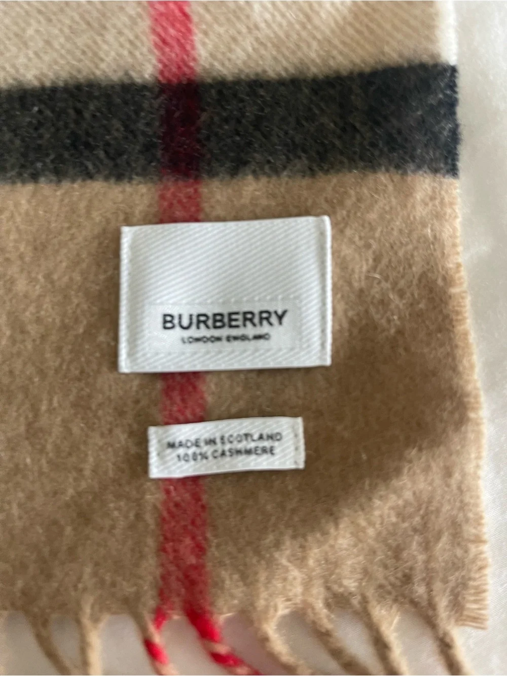 BURBERRY London CHECK CASHMERE 100% SCARF ARCHIVE BEIGE Size 168 X30 CM $470 NWI